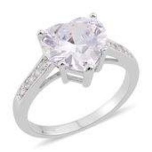 Simulated Diamond Silvertone Heart Ring NWT!